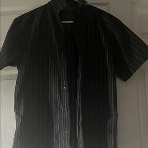 Michael Kors Black and Gray Striped Shirt
